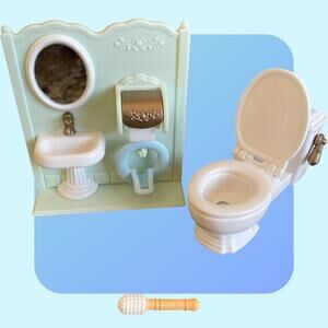Calico Critters Aqua Bathroom Set Miniature Toy EPOCH Not Complete No Box